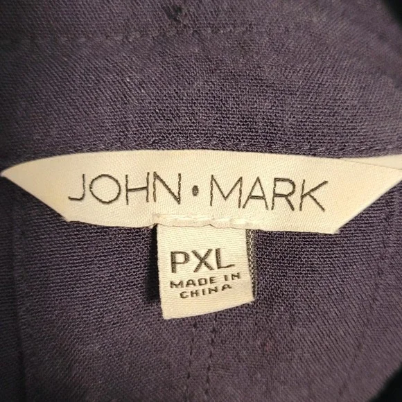 John Mark Blouse Tunic Navy Blue PXL Boho Artsy Embroidered Tassel Wire Collar - Picture 3 of 6